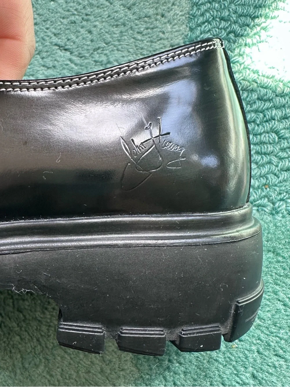 Fluevog EXCELLENT Official Linggo glossy black leather slip-on loafer- W8/M6